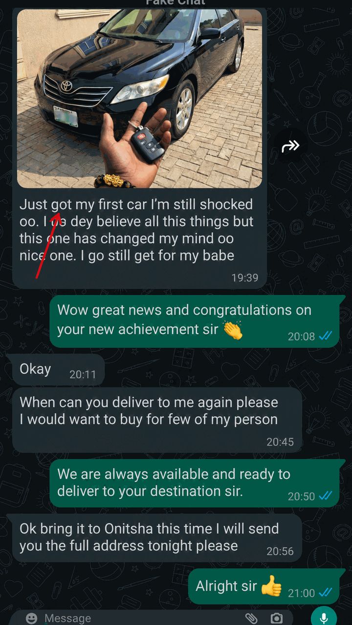 Customer conversation after new achievement