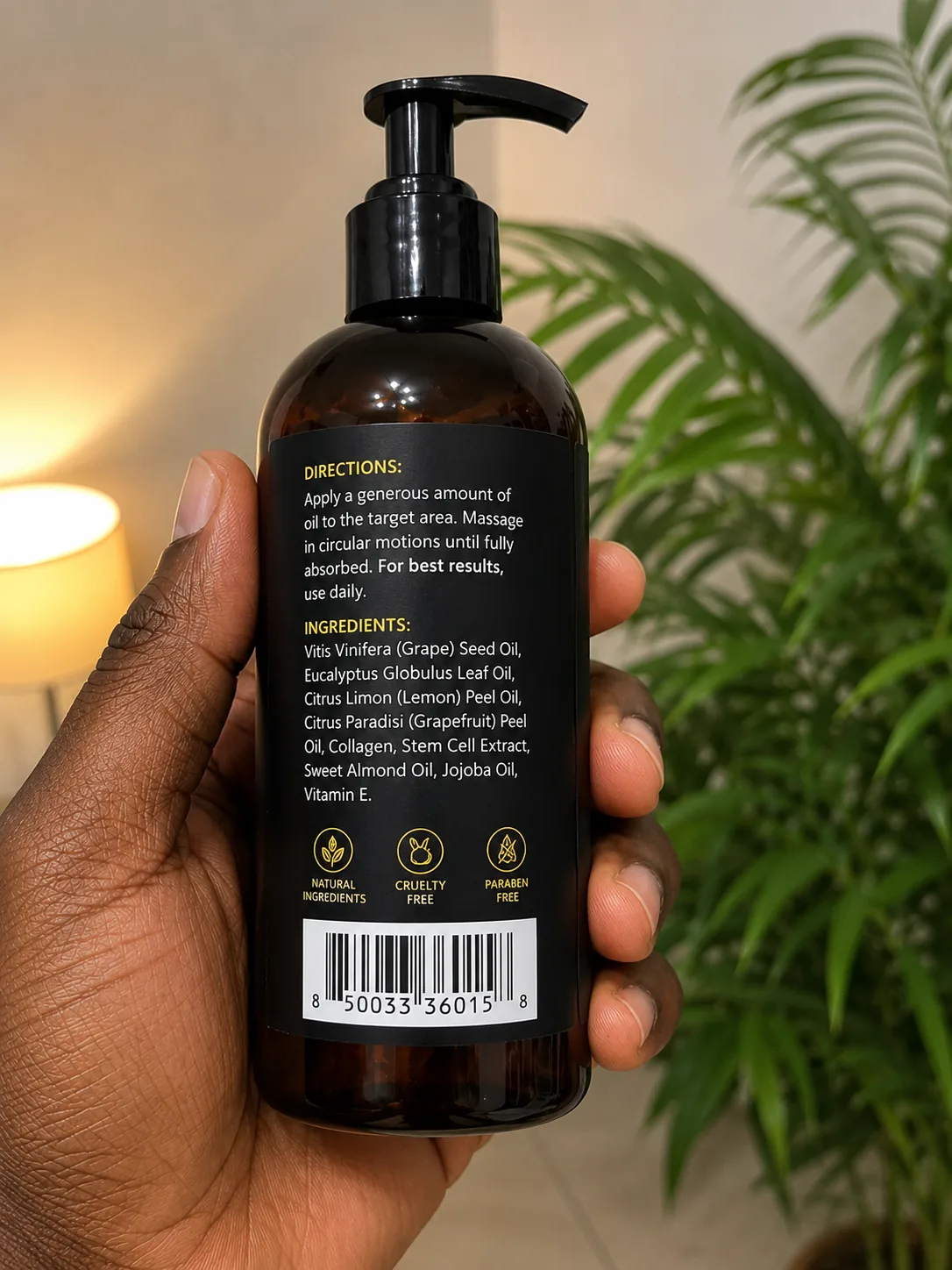 Back label with ingredients and barcode
