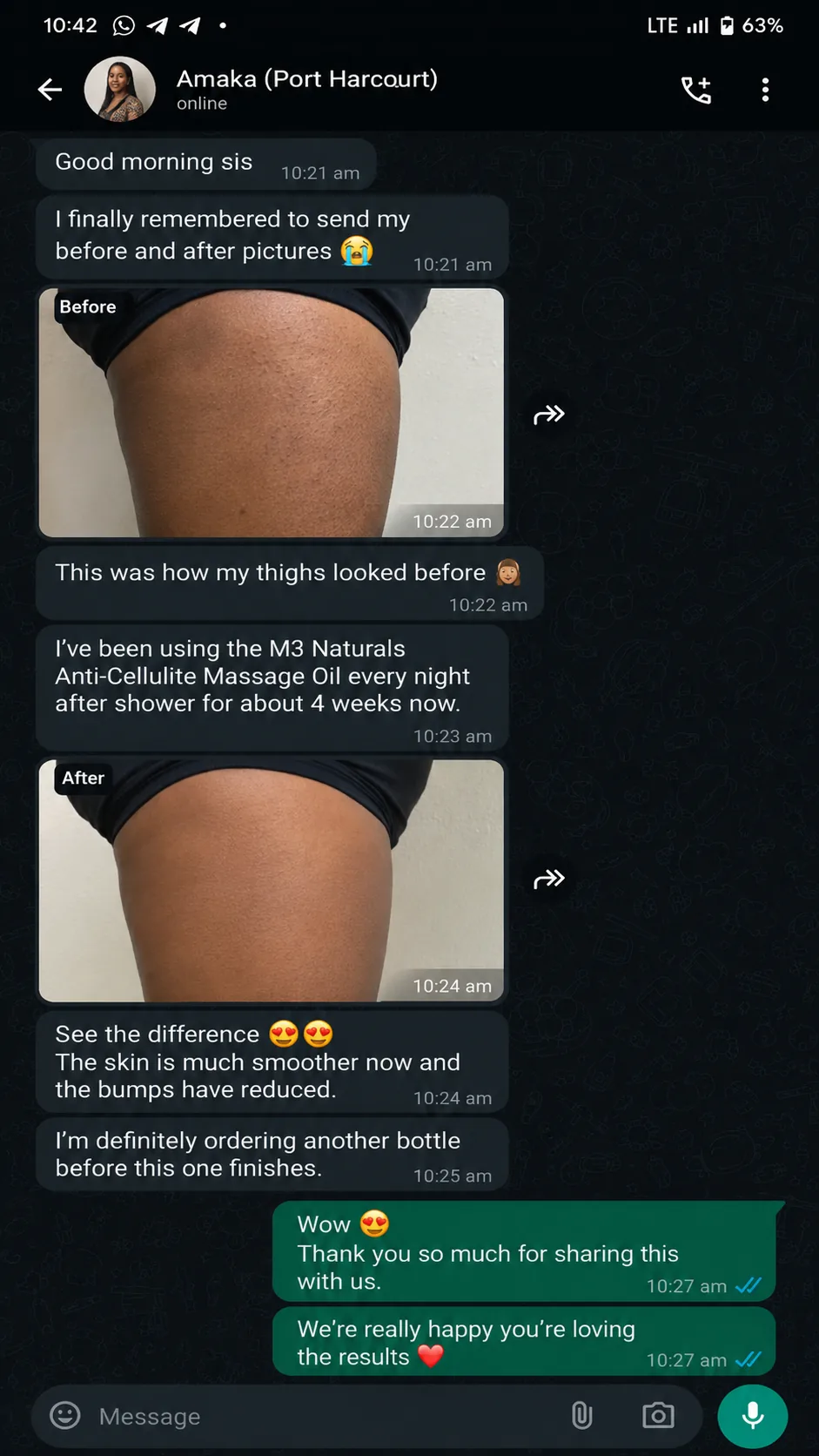 Customer message from Amaka Port Harcourt