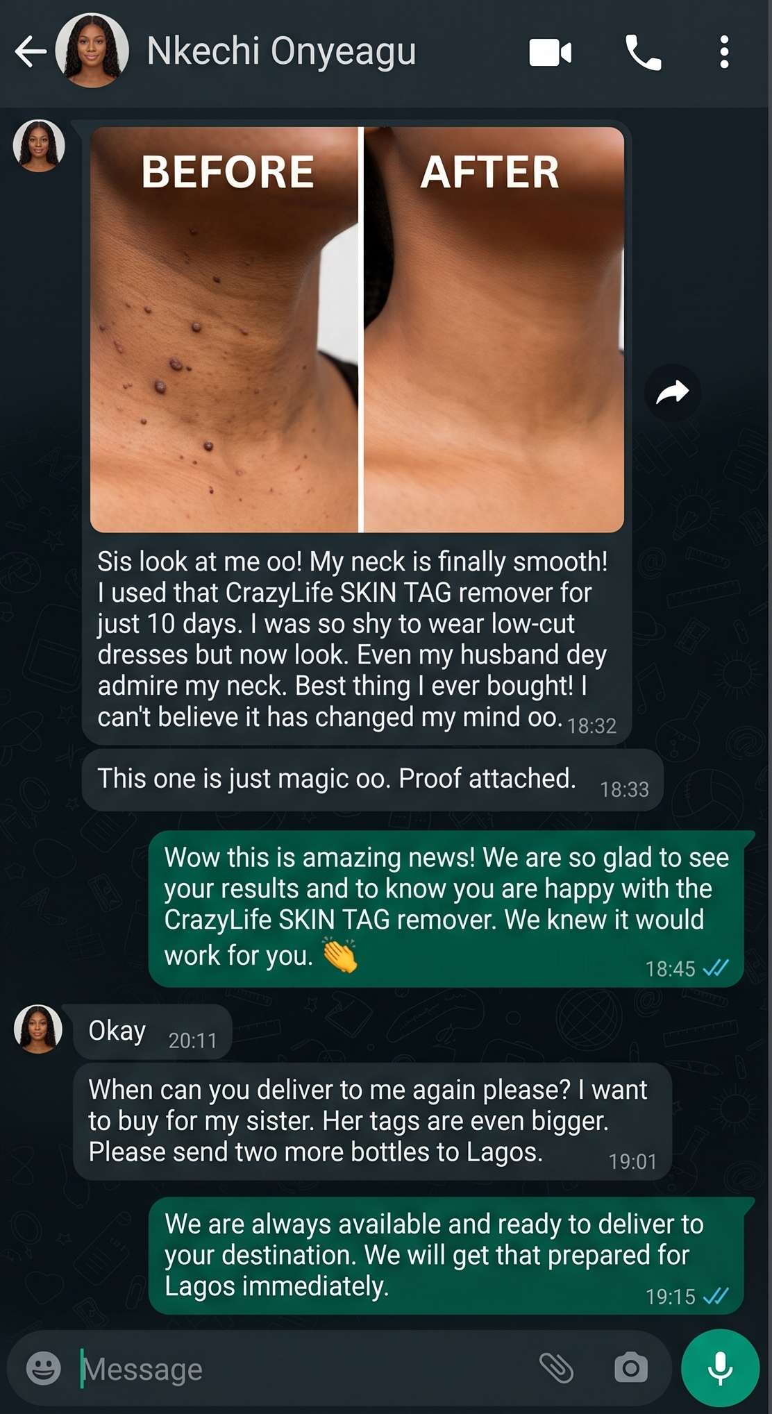 Customer message