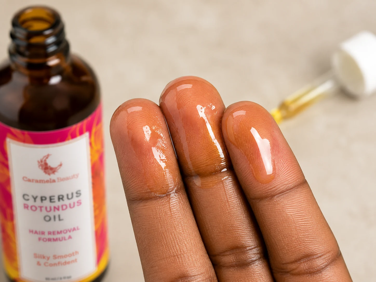 The oil on fingertips