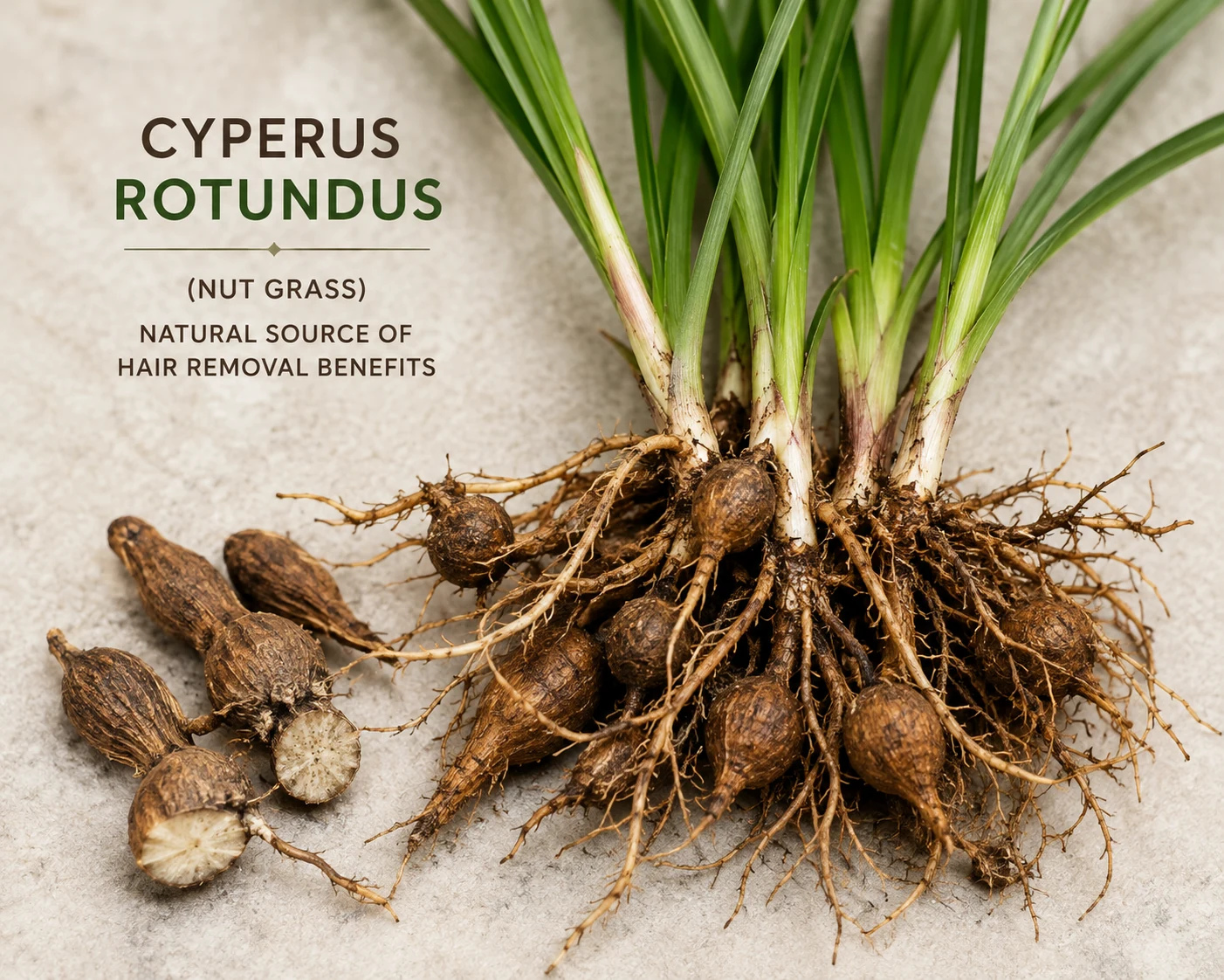 Cyperus rotundus plant and root